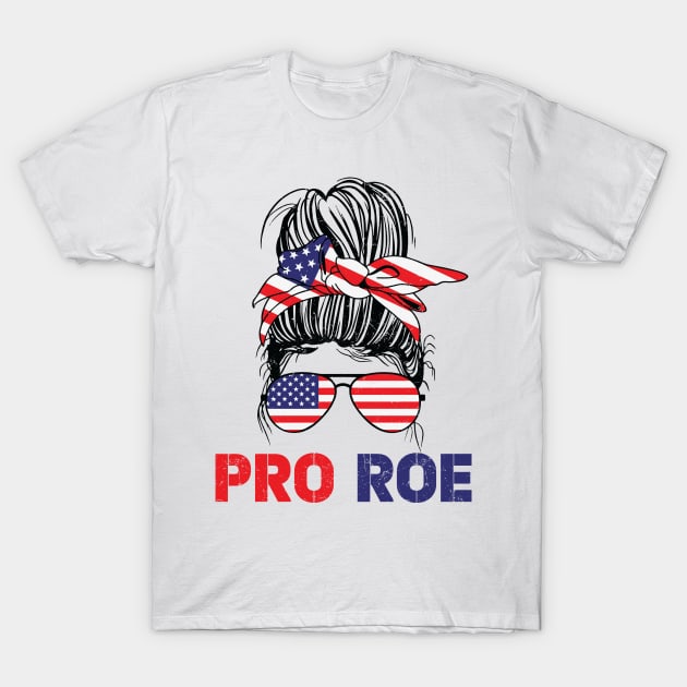 Pro Roe 1973 Messy Bun American Flag T-Shirt by Charaf Eddine